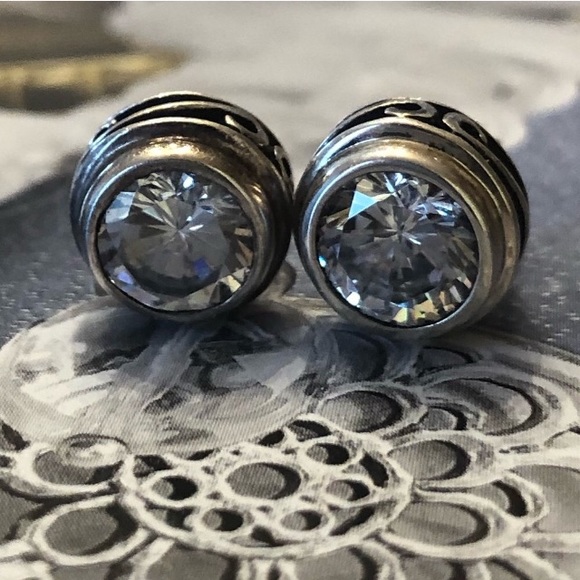 Silpada Sterling Silver CZ Harlequin Post Earrings - Picture 3 of 16